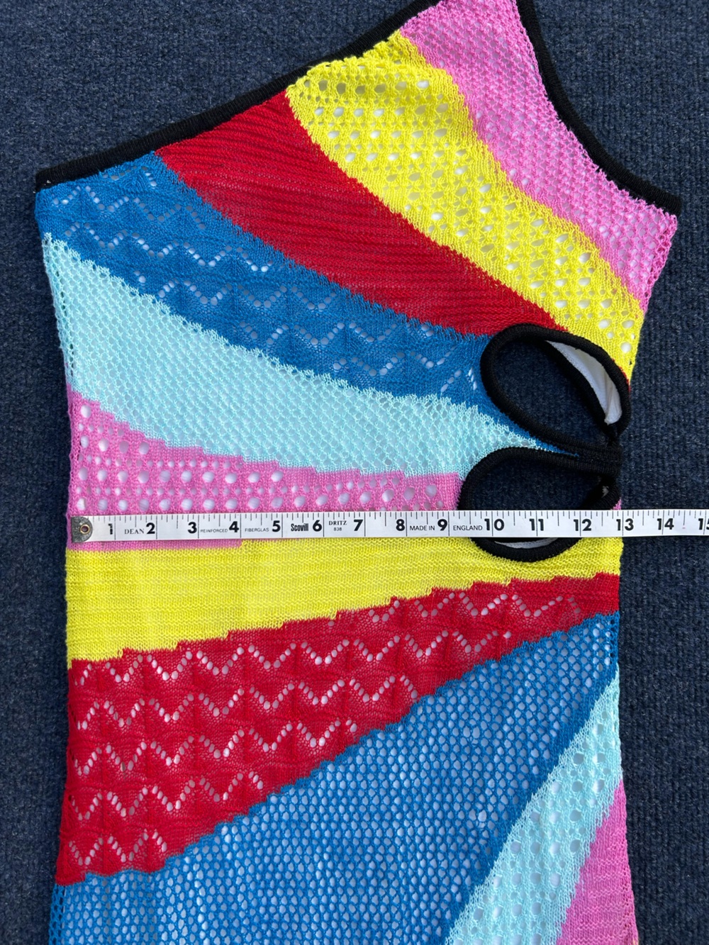 Staud Alpes One-Shoulder Multi-Color Crochet Knit Maxi Dress Rainbow Medium - Picture 12 of 16